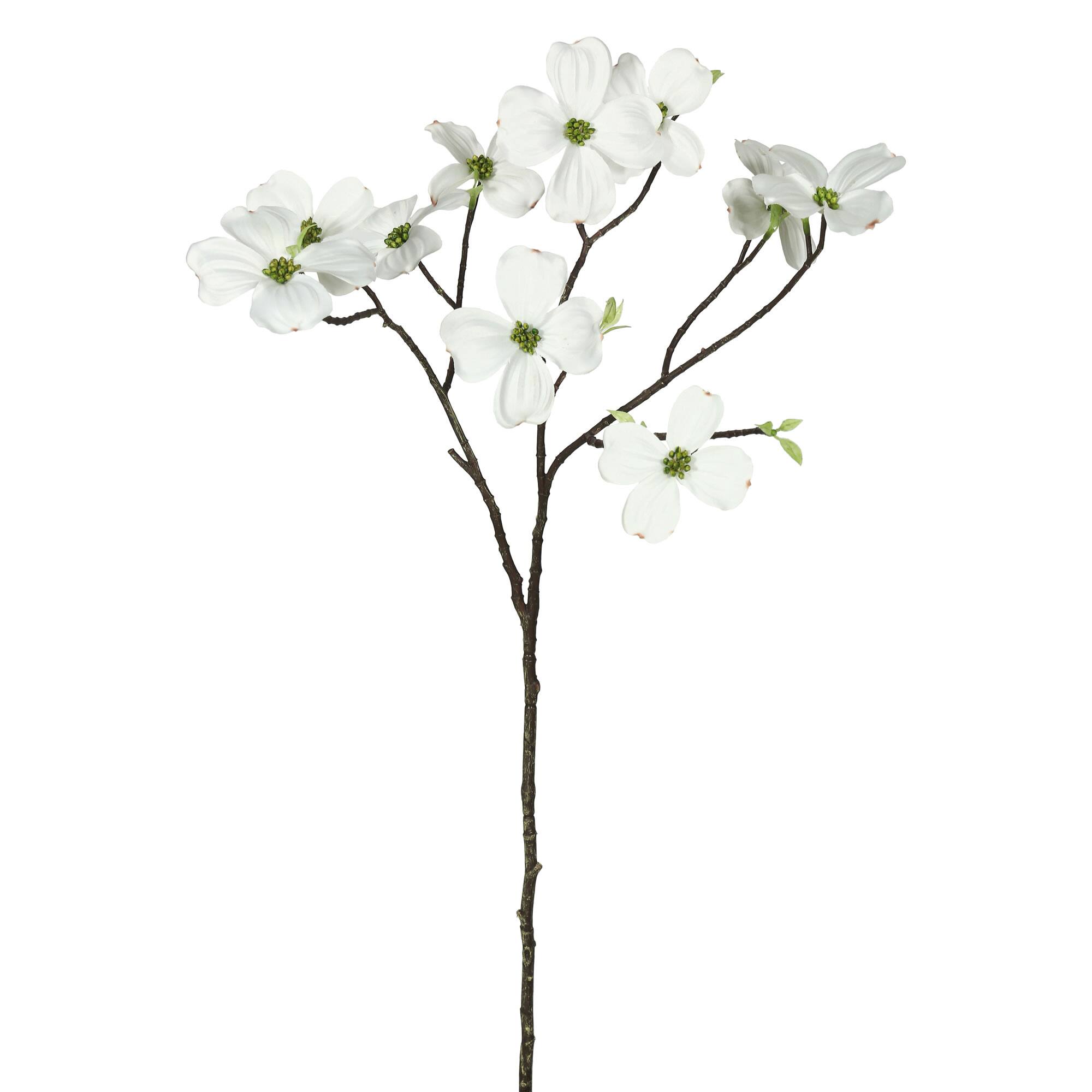 28" White Artificial Dogwood Stems, 3ct